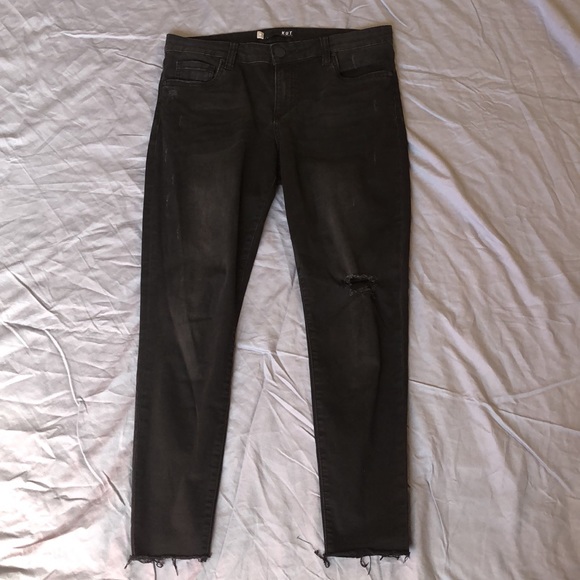 Kut from the Kloth Denim - Kut Connie Black Distressed raw hem Ankle Jeggings